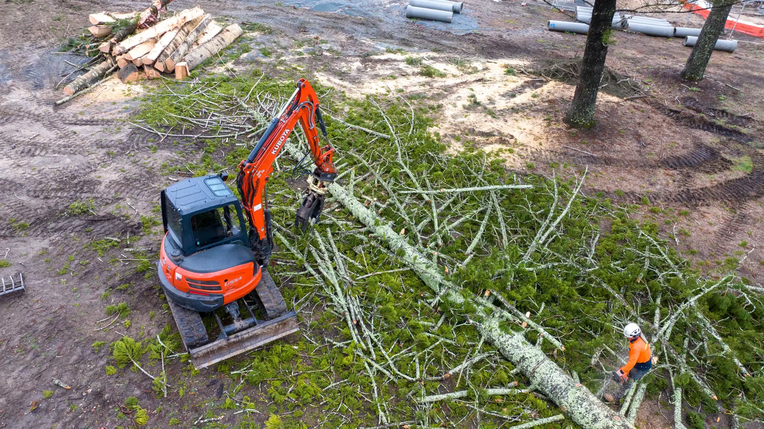 land-clearing-scenic-rim-excavator-processing-trees